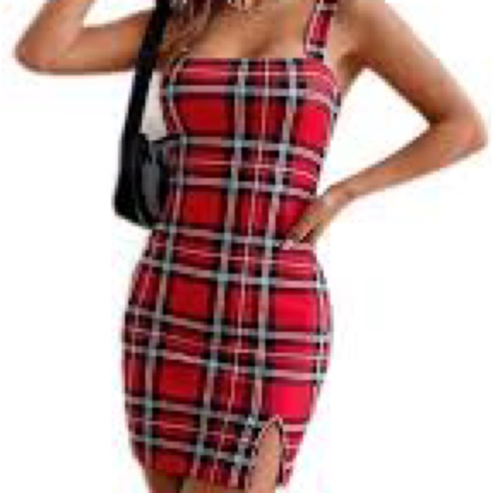 Chic Red Plaid Mini Dress